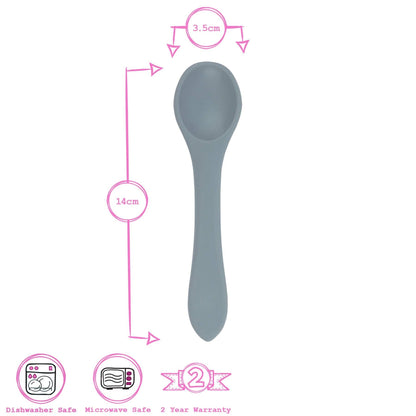 Baby Silicone Weaning Spoon - Silver Sage