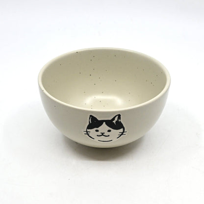 Cat Design Porcelain Rice Bowl White