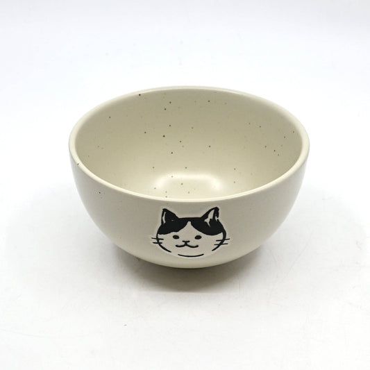 Cat Design Porcelain Rice Bowl White