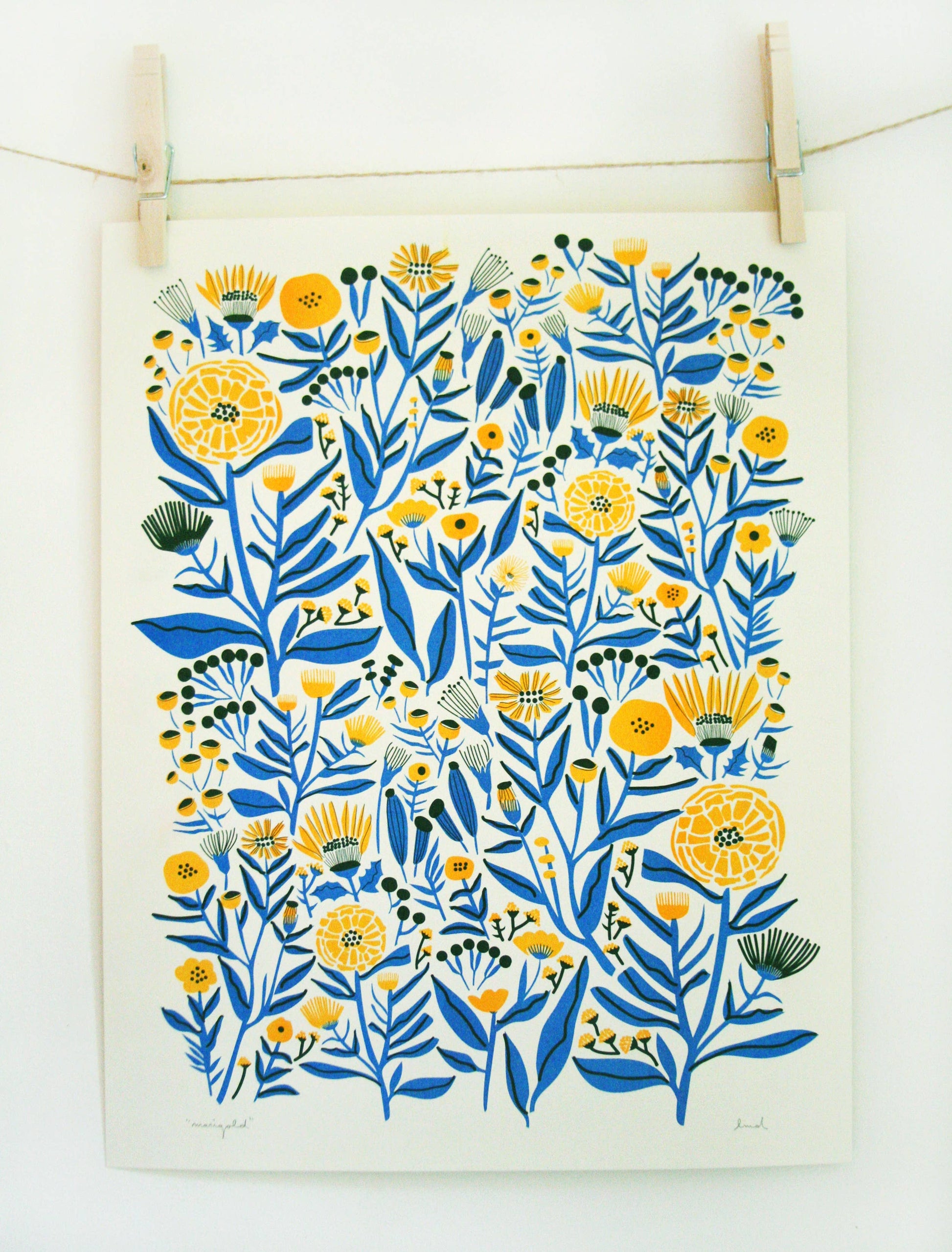 Marigold riso print by Leah Duncan, detail view — PABOOM