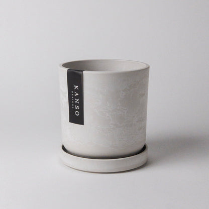 Kanso Designs Planter + Saucer 4” - White Stone