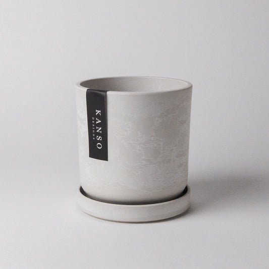 Kanso Designs Planter + Saucer 4” - White Stone