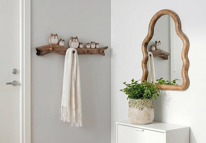 Freeform-shaped mangowood mirror, additional angle