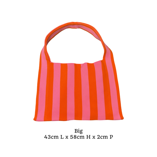 Striped Summer Bag L - Orange