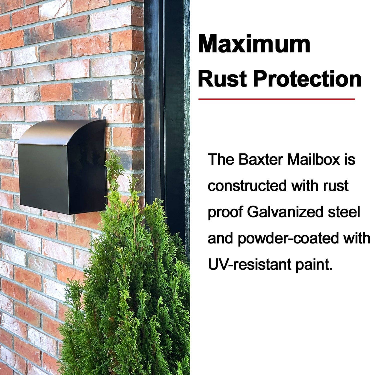 Baxter black mailbox angled side view - PABOOM