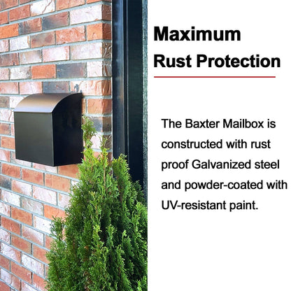 Baxter black mailbox angled side view - PABOOM