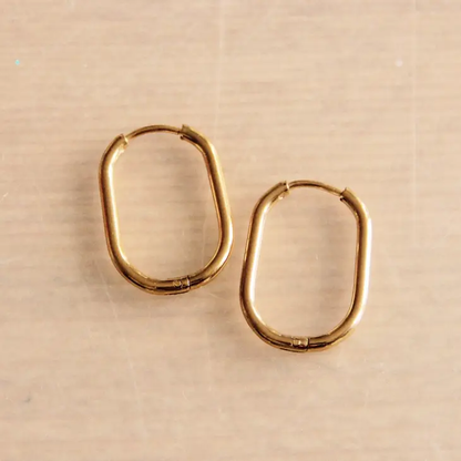 Gold Creole Oval Earrings