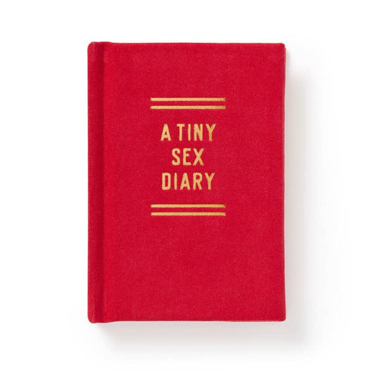 A Tiny Sex Diary with a red felt cover and gold foil lettering - PABOOM