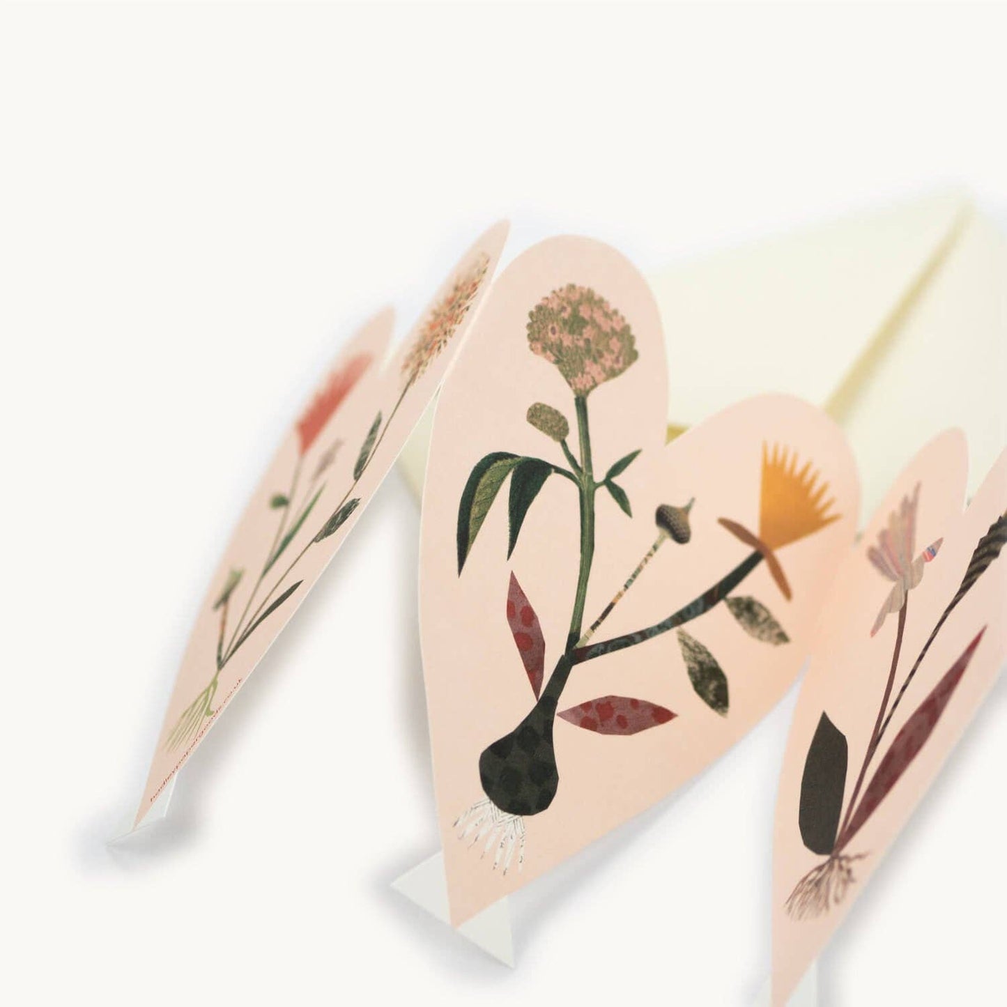 Hearts Concertina Card folded flat
