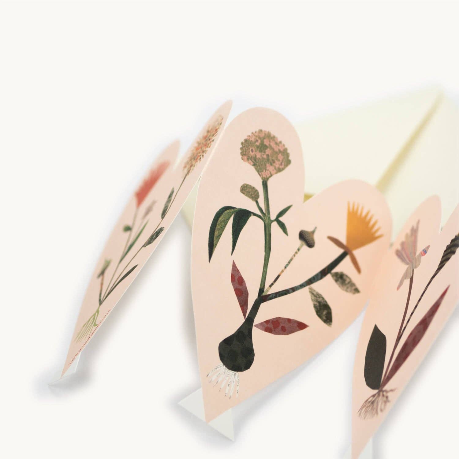 Hearts Concertina Card folded flat
