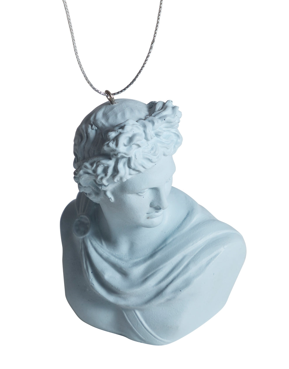 Blue Apollo Bust Ornament 4”H