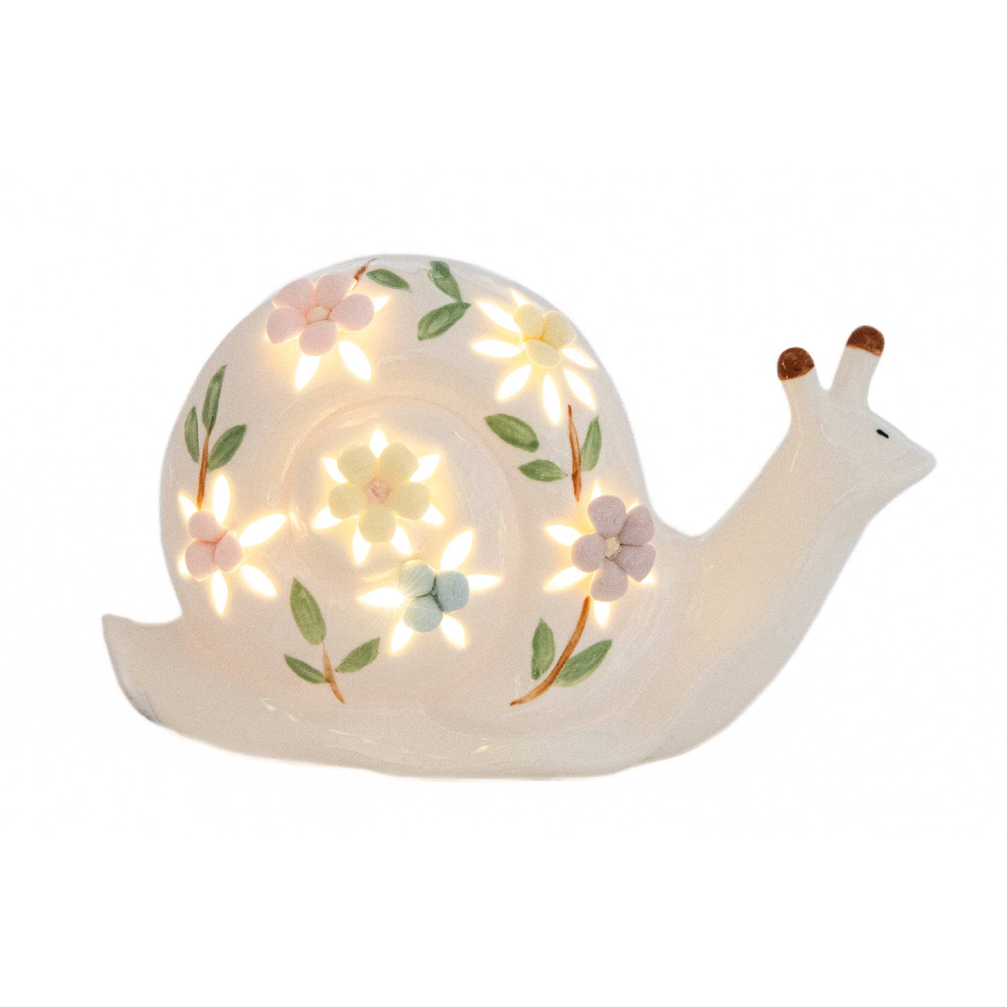 LED Porcelain Snail with Floral