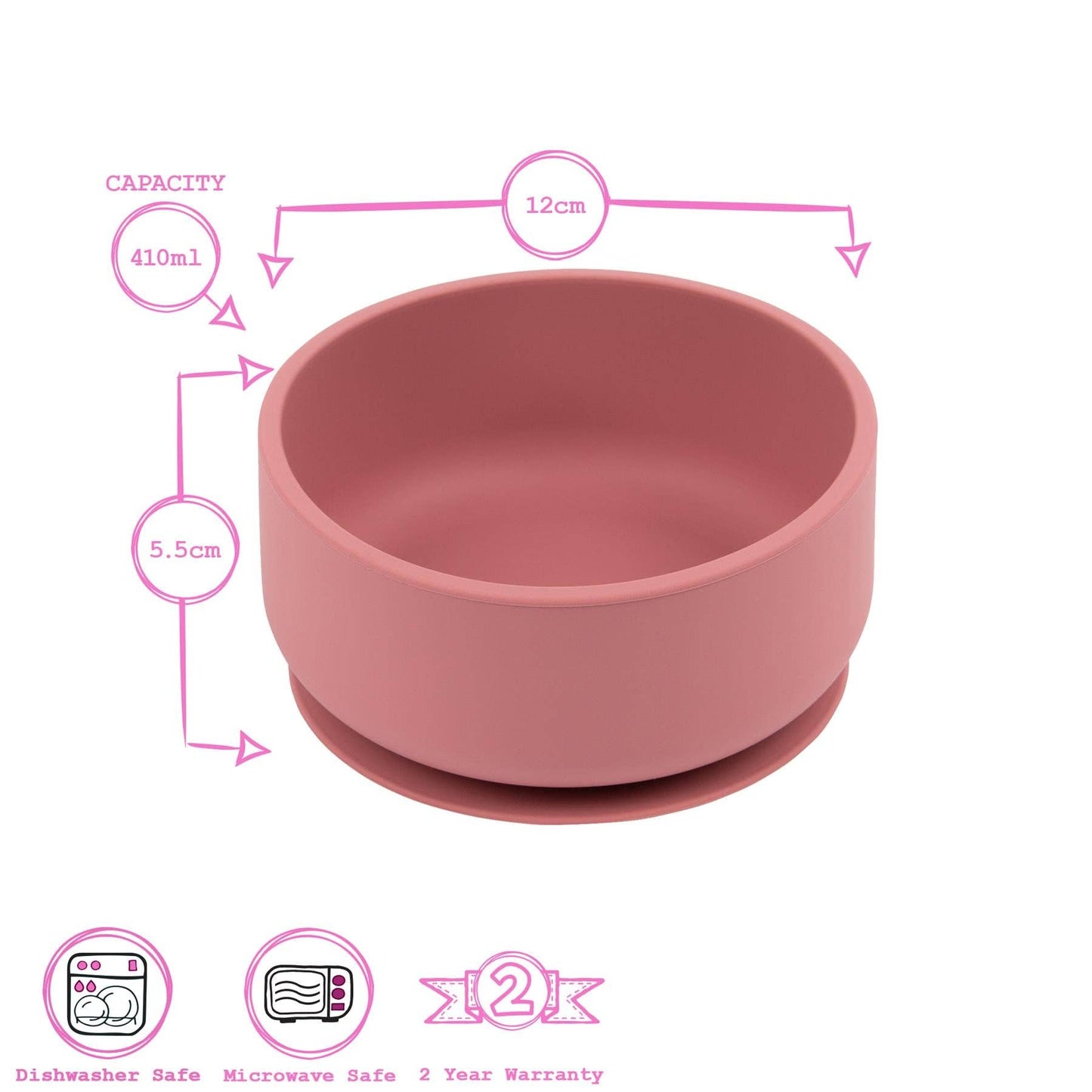 Baby Silicone Suction Bowl - Dusty Rose
