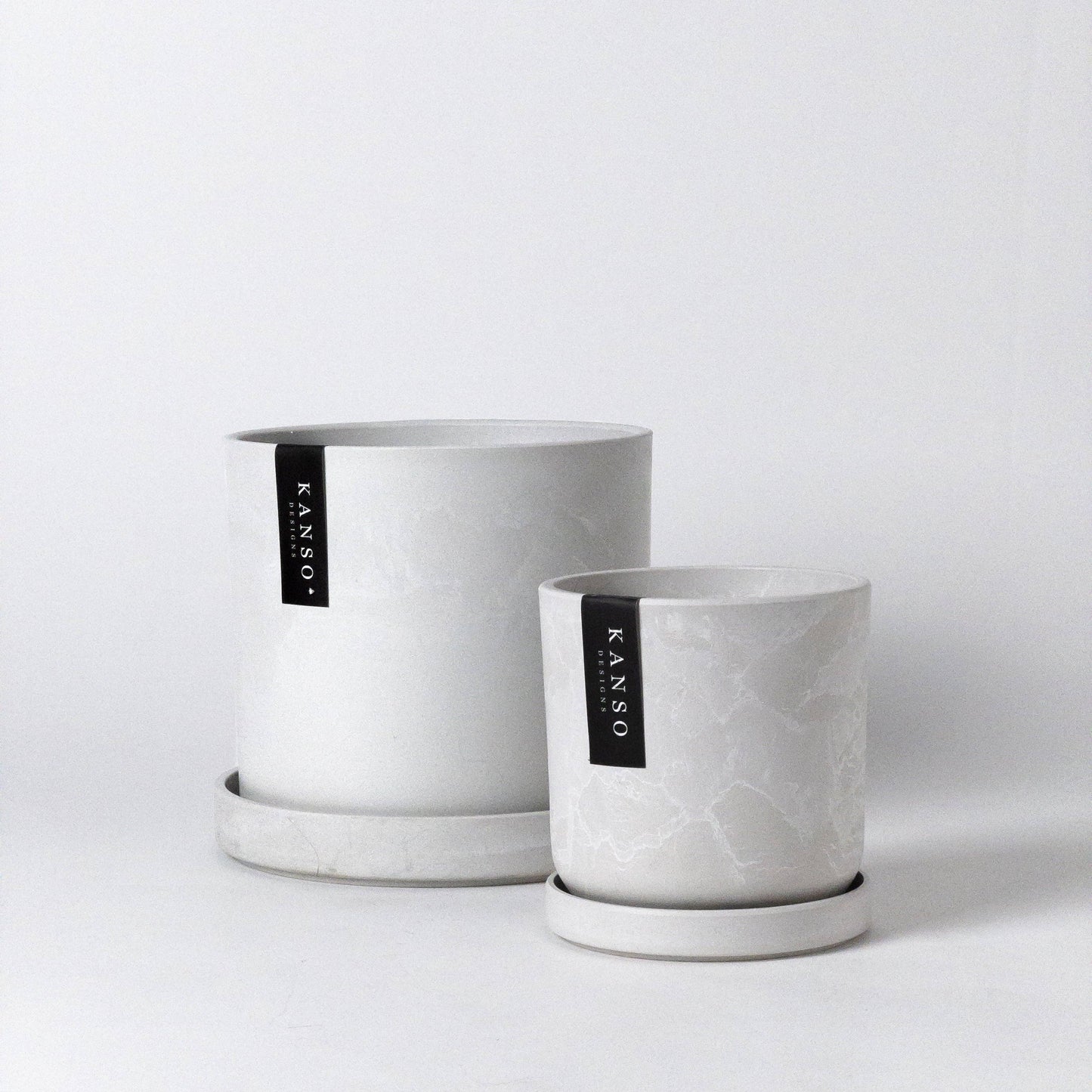 Kanso Designs Planter + Saucer 4” - White Stone