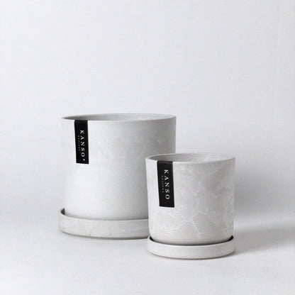Kanso Designs Planter + Saucer 4” - White Stone