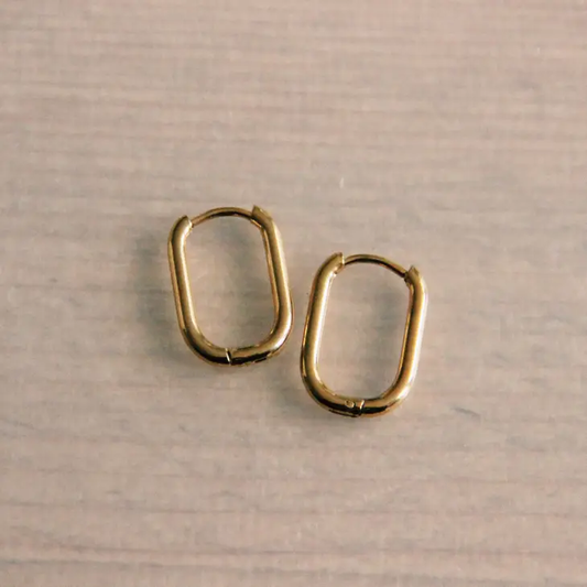 Gold Creole Oval Earrings