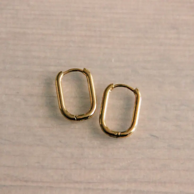Gold Creole Oval Earrings, 16mm, Stainless