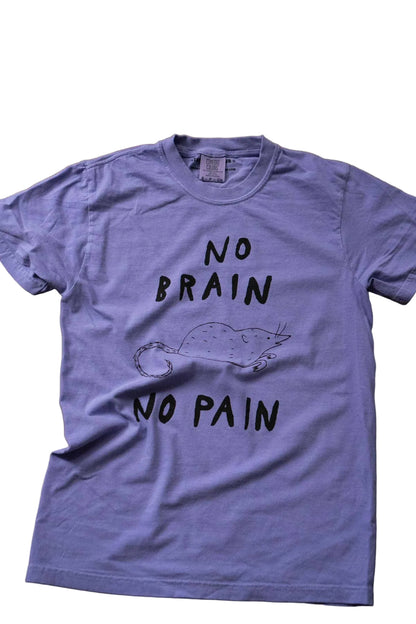 No Brain No Pain T-Shirt Graphic Tee - Nineties Purple