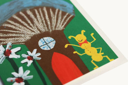 Home Sweet Home Mushroom House Card shown at an angle