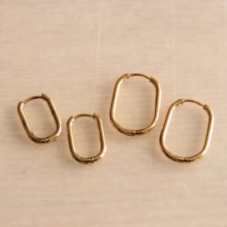 Gold Creole Oval Earrings