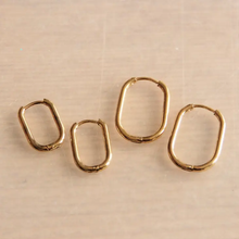 Gold Creole Oval Earrings, 21mm, Stainless