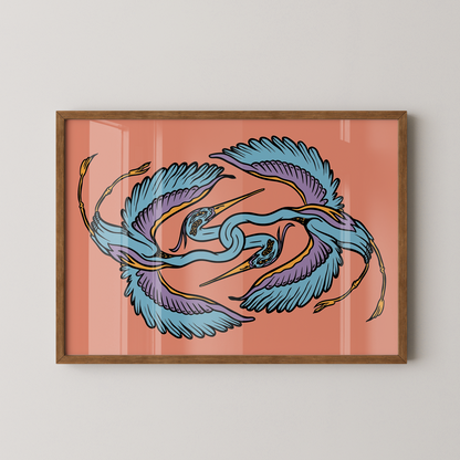 Heron Dance Print