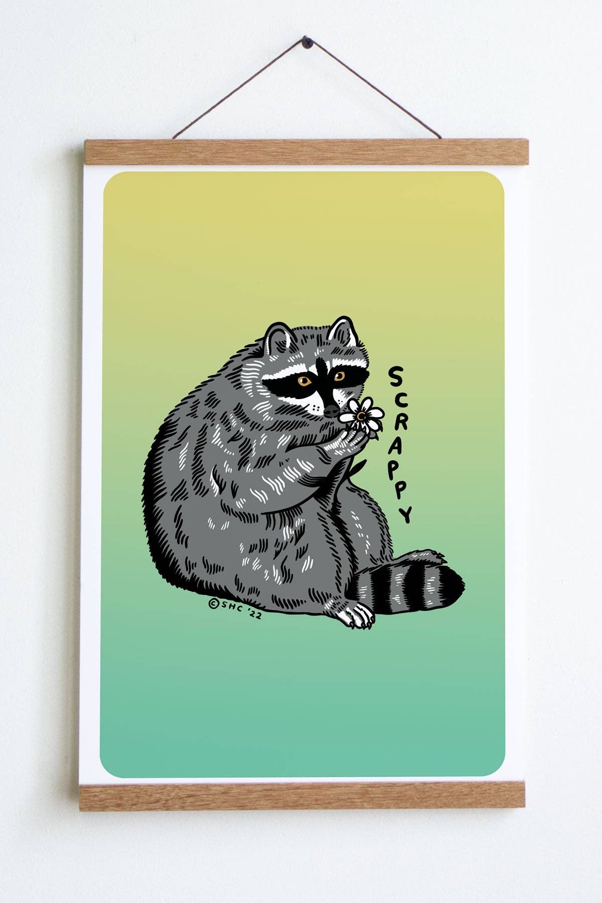 Scrappy Raccoon Print