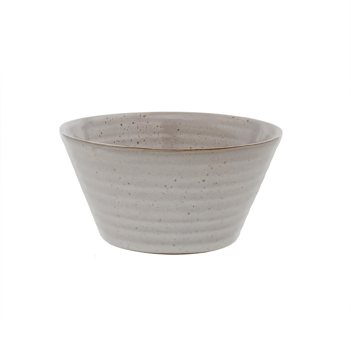 Speckled cream stoneware bowl with a tapered base