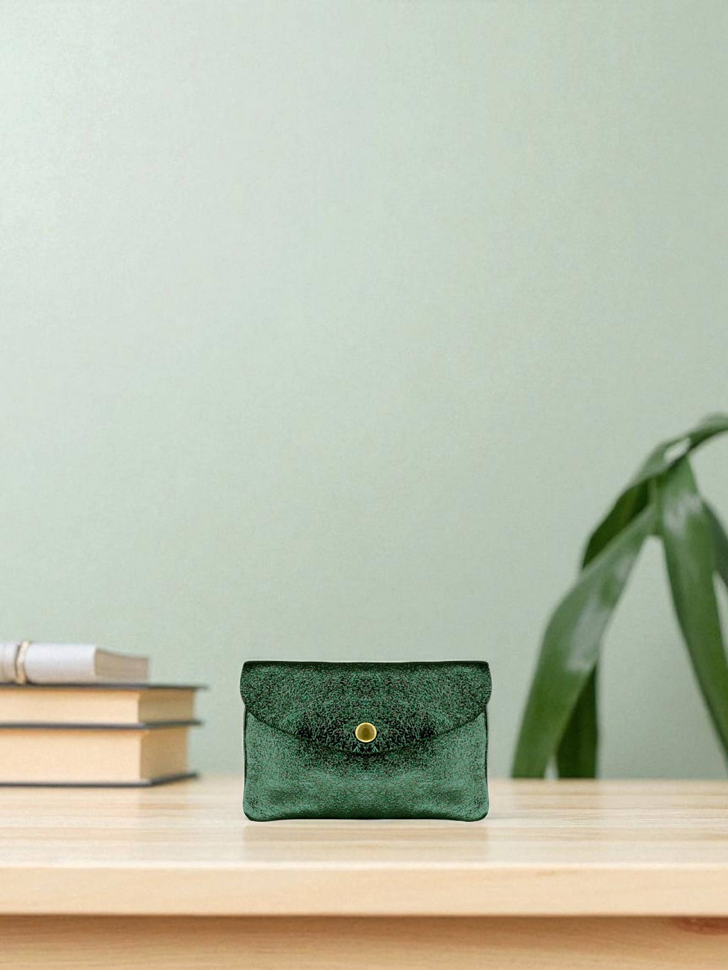 Katia Plus Laminated Suede Leather Wallet - Black