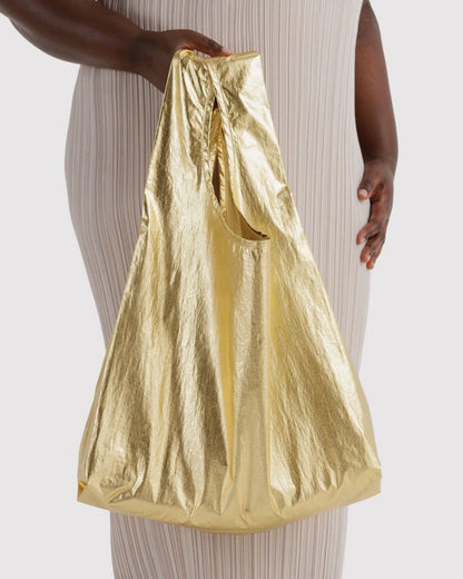 Standard Baggu Gold Metallic interior pocket detail - PABOOM