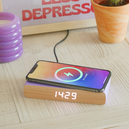 Wireless Charger And Alarm Clock Yellow