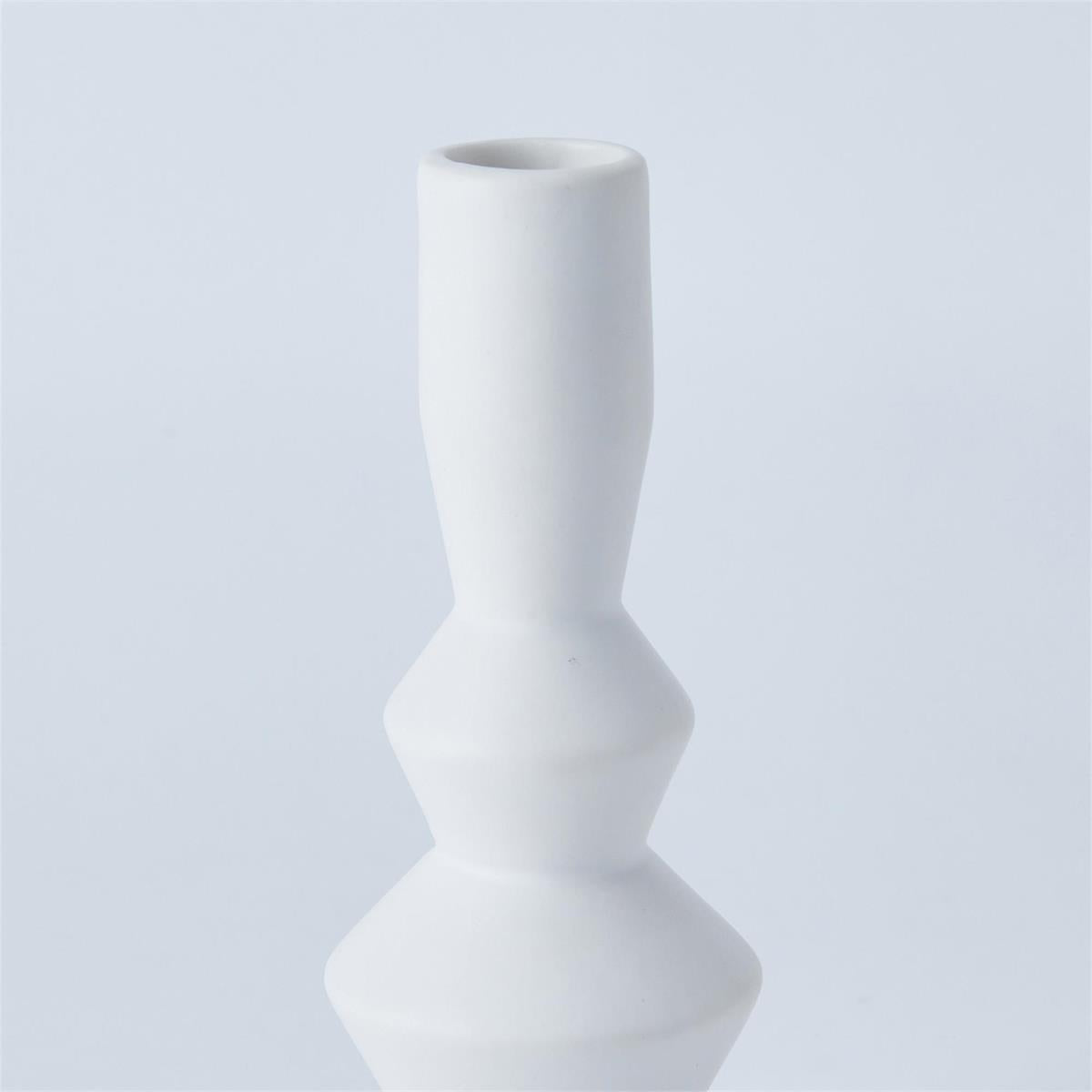 Stacked Matte White Taper Candle Holder Large