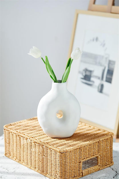 Ceramic Donut Vase Matte White