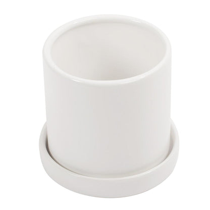 White Planter with Saucer