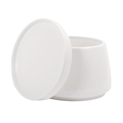 White Rounded Planter with Saucer