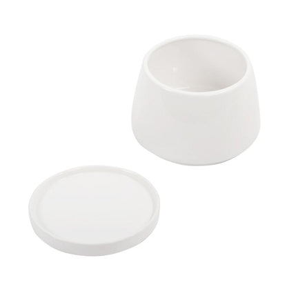 White Rounded Planter with Saucer