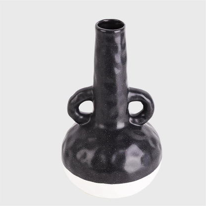 Black + White Bud Vase With Handles