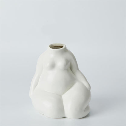 Sitting Woman White Vase