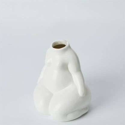 Sitting Woman White Vase