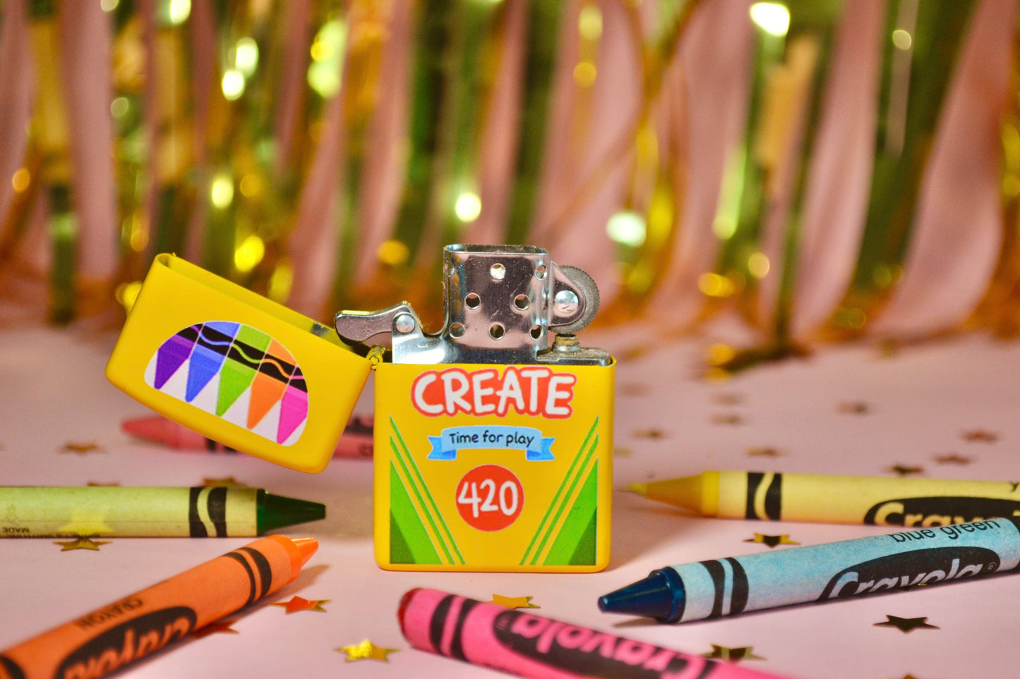 Close-up of the Crayon lighter's illustration