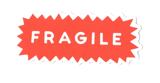 Fragile-themed vinyl sticker with bold lettering