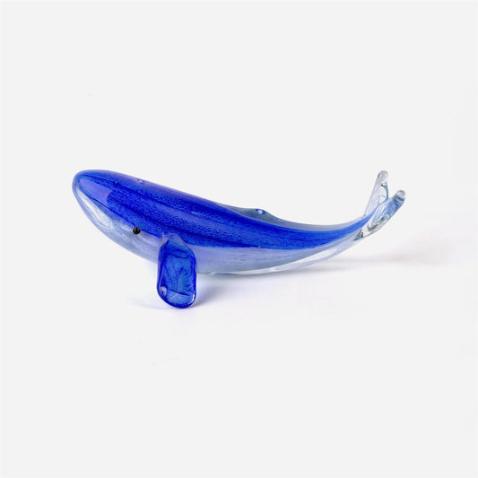Translucent cobalt blue glass whale paperweight - PABOOM