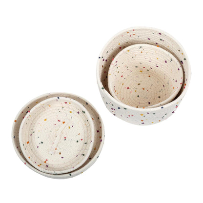 White Speckled Cotton Lidded Baskets