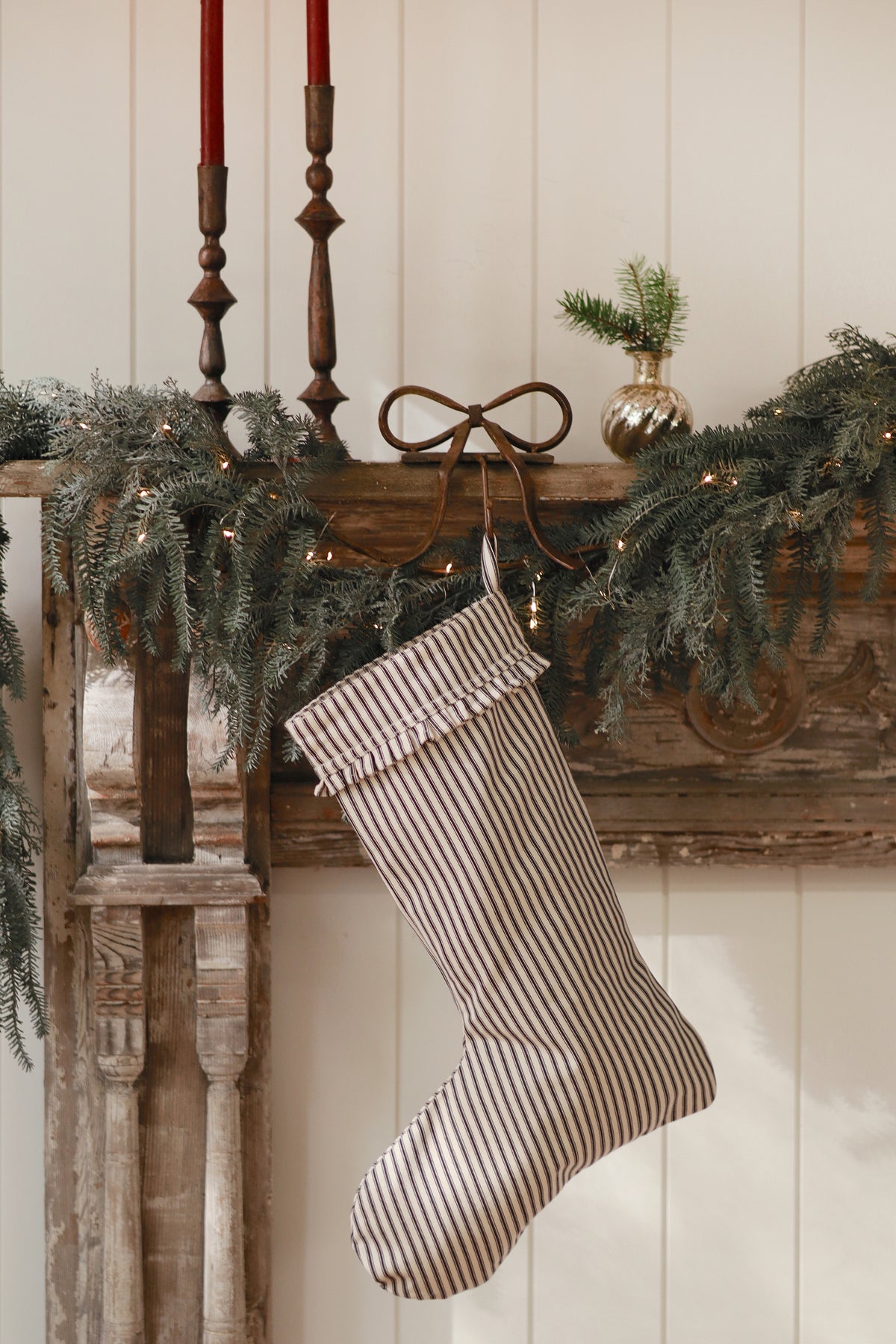 Ticking Stripe Stocking - Black