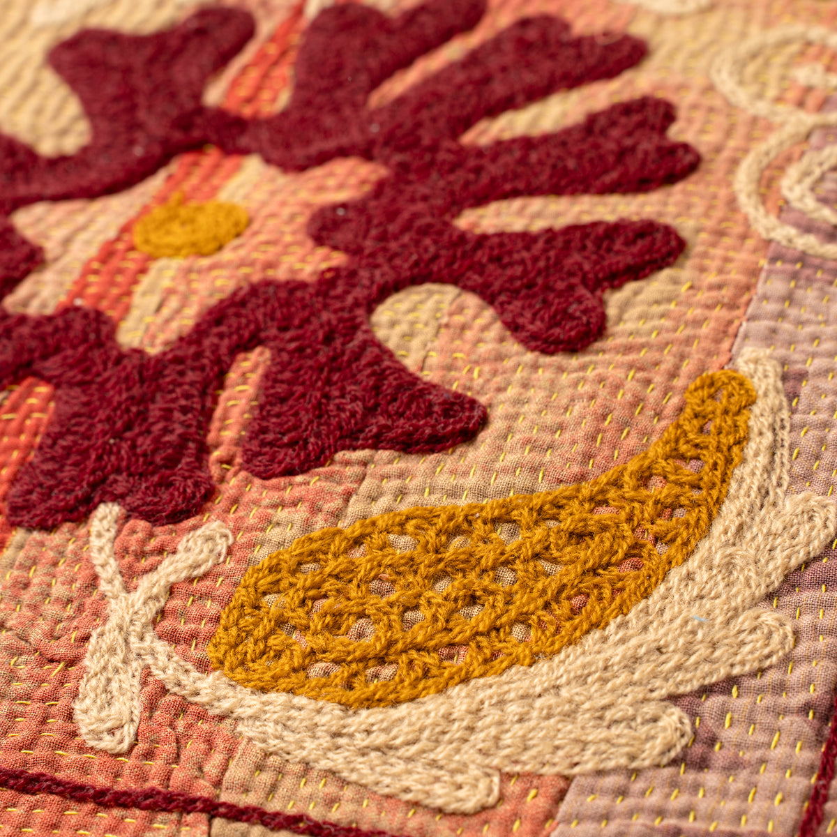 Vintage Embroidered Kantha - Pinks