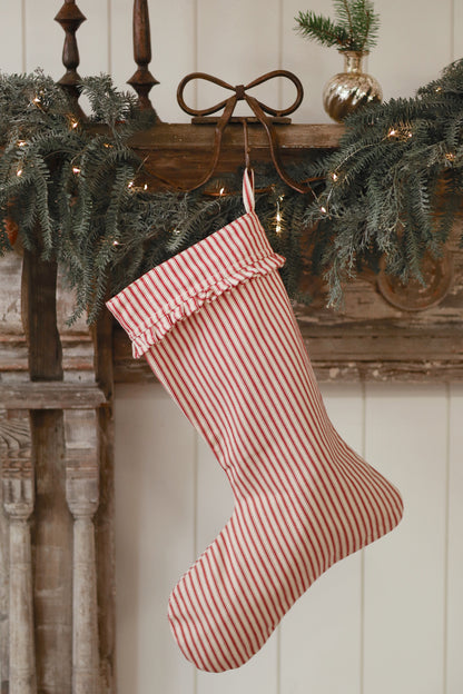 Ticking Stripe Stocking - Red