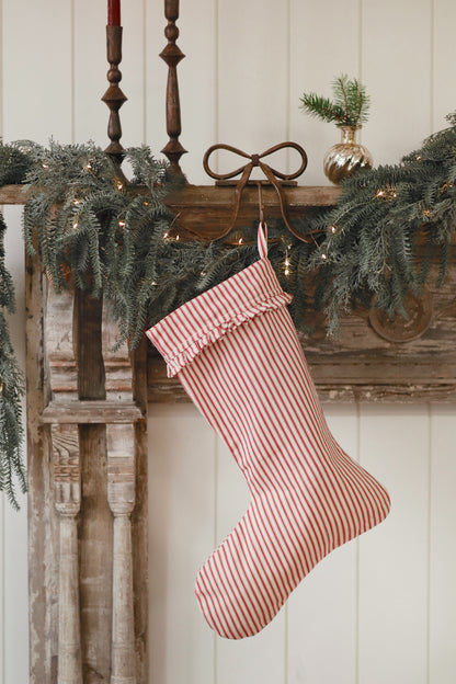 Ticking Stripe Stocking - Red