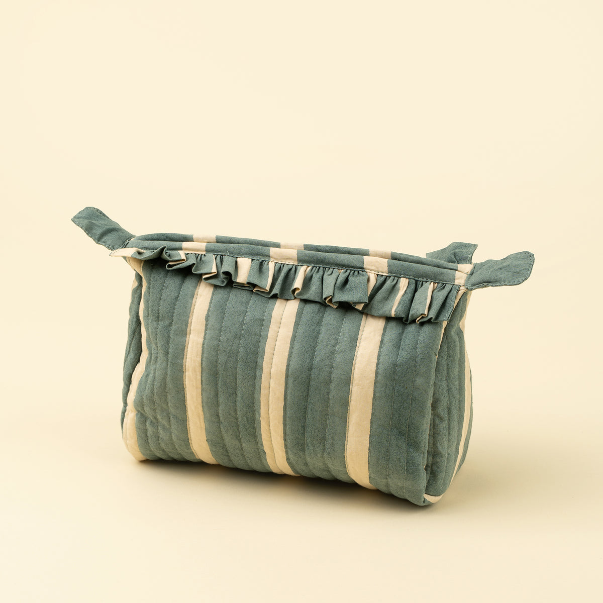 Block Print Stripe Pouch in blue stripes on a white background - PABOOM