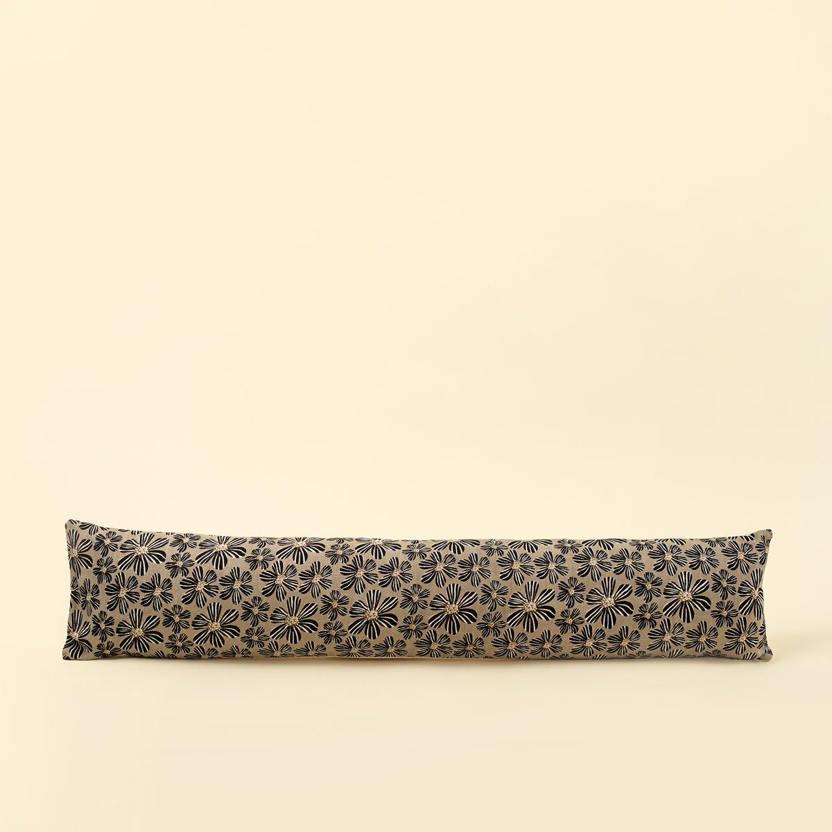 Daisy Play Long Polyfilled Lumbar in black daisy print on a white background - PABOOM