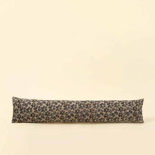 Daisy Play Long Polyfilled Lumbar in black daisy print on a white background - PABOOM